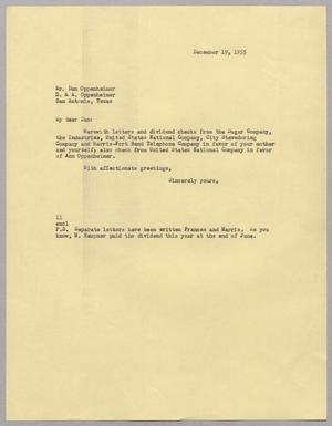 [Letter from I. H. Kempner to Dan Oppenheimer, December 19, 1955]