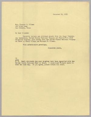 [Letter from I. H. Kempner to Frances O. Ullman, December 19, 1955]