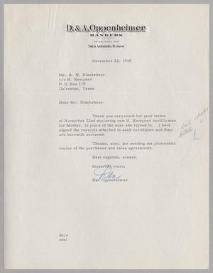 [Letter from Dan Oppenheimer to A. H. Blackshear Jr., November 23, 1955]