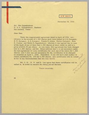 [Letter from A. H. Blackshear Jr. to Dan Oppenheimer, November 18, 1955]