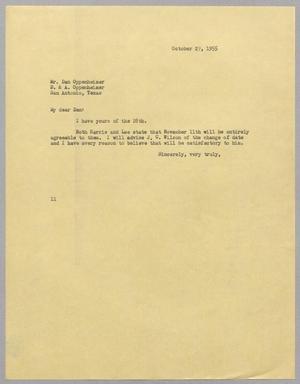 [Letter from I. H. Kempner to Dan Oppenheimer, October 29, 1955]