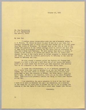 [Letter from I. H. Kempner to Dan Oppenheimer, October 27, 1955]