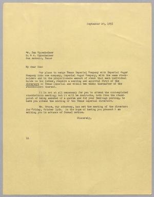 [Letter from I. H. Kempner to Dan Oppenheimer, September 29, 1955]