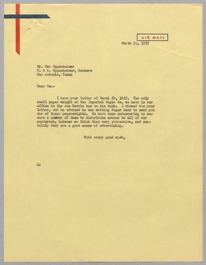 [Letter from A. H. Blackshear Jr. to Dan Oppenheimer, March 31, 1955]