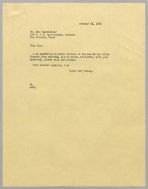 [Letter from A. H. Blackshear Jr. to Dan Oppenheimer, January 21, 1955]