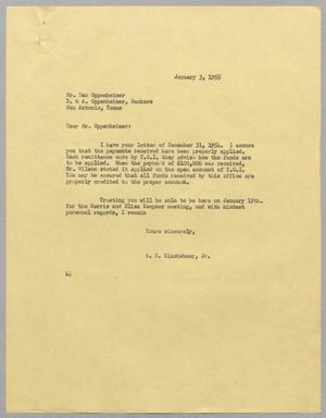 [Letter from A. H. Blackshear Jr. to Dan Oppenheimer, January 3, 1955]