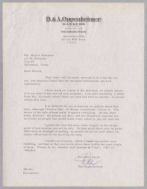 [Letter from Dan Oppenheimer to Harris Leon Kempner, December 28, 1956]