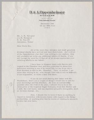 [Letter from Dan Oppenheimer to I. H. Kempner, December 14, 1956]