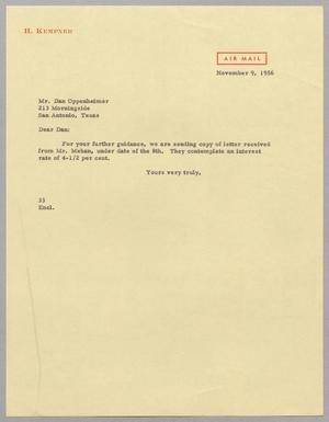 [Letter from Harris Leon Kempner to Dan Oppenheimer, November 9, 1956]