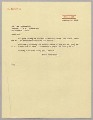 [Letter from Harris Leon Kempner to Dan Oppenheimer, November 6, 1956]