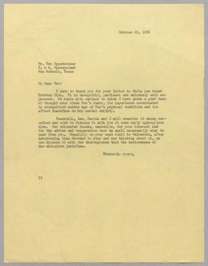 [Letter from I. H. Kempner to Dan Oppenheimer, October 29, 1956]