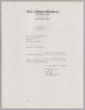 [Letter from Dan Oppenheimer to A. H. Blackshear, Jr., July 10, 1956]