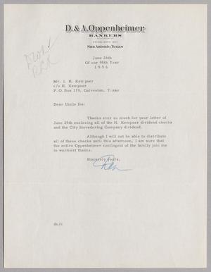 [Letter from Dan Oppenheimer to I. H. Kempner, June 26, 1956]