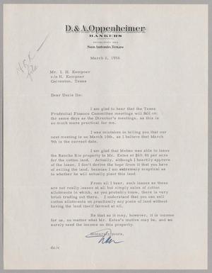 [Letter from Dan Oppenheimer to I. H. Kempner, March 2, 1956]