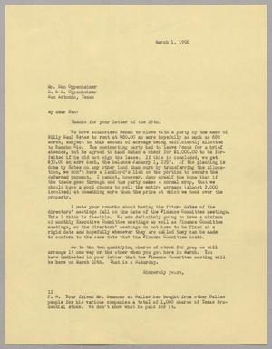 [Letter from I. H. Kempner to Dan Oppenheimer, March 1, 1956]