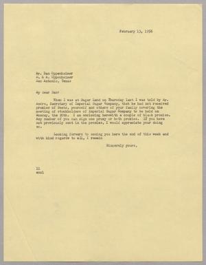 [Letter from I. H. Kempner to Dan Oppenheimer, February 13, 1956]
