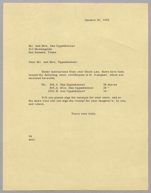 [Letter from R. I. Mehan to Mr. and Mrs. Dan Oppenheimer, January 30, 1956]