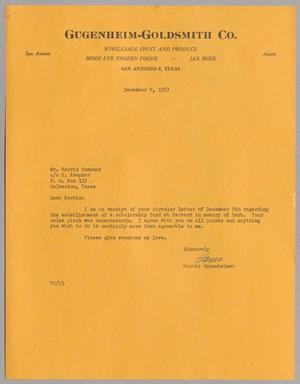 [Letter from Harris Oppenheimer to Harris Leon Kempner, December 9, 1957]