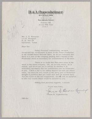 [Letter from Jesse D. Oppenheimer to I. H. Kempner, October 8, 1957]