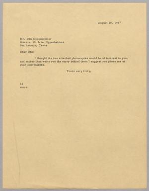 [Letter from Harris Leon Kempner to Dan Oppenheimer, August 10, 1957]
