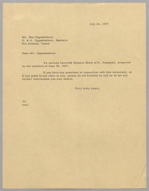 [Letter from T. E. Taylor to Dan Oppenheimer, July 24, 1957]