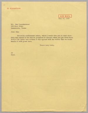 [Letter from Harris Leon Kempner to Dan Oppenheimer, May 10, 1957]