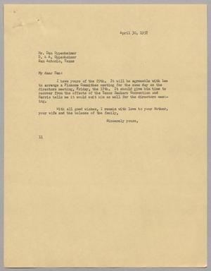 Primary view of object titled '[Letter from I. H. Kempner to Dan Oppenheimer, April 30, 1957]'.