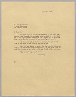 [Letter from Isaac H. Kempner to Dan Oppenheimer, April 26, 1957]