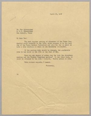 [Letter from I. H. Kempner to Dan Oppenheimer, April 26, 1957]