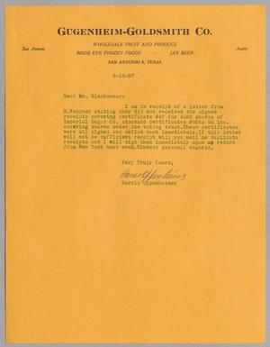 [Letter from Harris Oppenheimer to A. H. Blackshear, Jr., March 18, 1957]