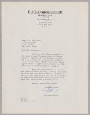 [Letter from Dan Oppenheimer to A. H. Blackshear, Jr., February 28, 1957]