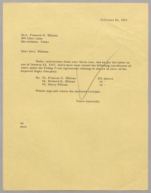 [Letter from A. H. Blackshear, Jr. to Frances O. Ullman, February 26, 1957]