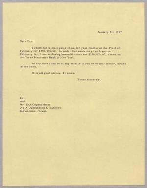 [Letter from A. H. Blackshear, Jr. to Dan Oppenheimer, January 31, 1957]