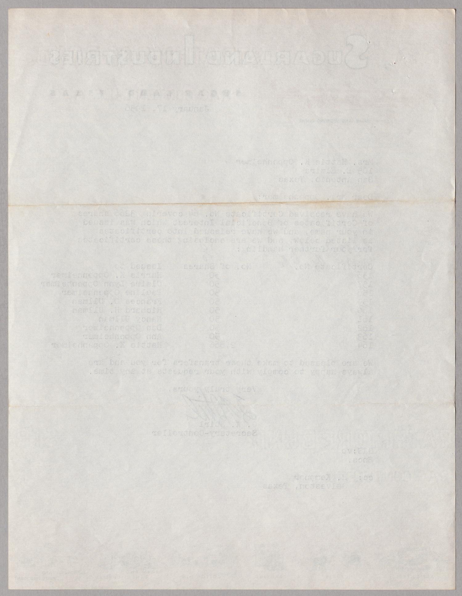 [Letter from G. A. Stirl to Hattie K. Oppenheimer, January 17, 1956]
                                                
                                                    [Sequence #]: 2 of 2
                                                