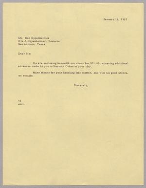 [Letter from A. H. Blackshear, Jr. to Dan Oppenheimer, January 16, 1957]