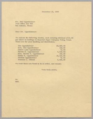 [Letter from T. E. Taylor to Dan Oppenheimer, December 23, 1959]