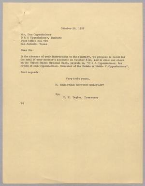 [Letter from T. E. Taylor to Dan Oppenheimer, October 28, 1959]