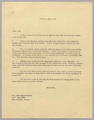 [Letter to Dan Oppenheimer, October 29, 1959]