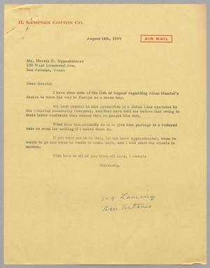 [Letter from Harris Leon Kempner to Harris K. Oppenheimer, August 14, 1959]