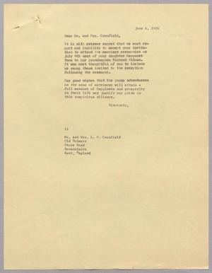 [Letter from I. H. Kempner to Mr. and Mrs. L. M. Crosfield, June 6, 1959]