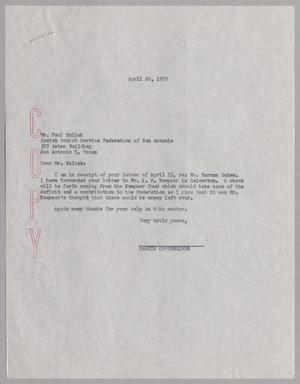 [Letter from Harris Oppenheimer to Paul Kulick, April 20, 1959]