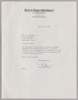 [Letter from Dan Oppenheimer to R. I. Mehan, March 26, 1959]