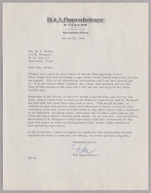 [Letter from Dan Oppenheimer to R. I. Mehan, March 28, 1960]