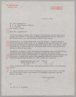 [Letter from R. I. Mehan to Dan Oppenheimer, March 4, 1960]