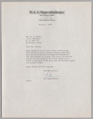 [Letter from Dan Oppenheimer to R. I. Mehan, March 7, 1960]