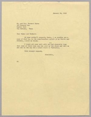 [Letter from I. H. Kempner to Mr. and Mrs. Herbert Karren, January 22, 1962]