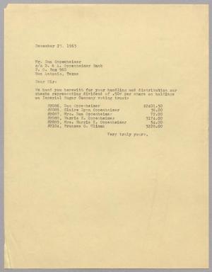 [Letter from T. E. Taylor to Dan Oppenheimer, December 23, 1963]