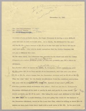 [Draft of a Letter to Dan Oppenheimer and Harris K. Weston, November 13, 1963]