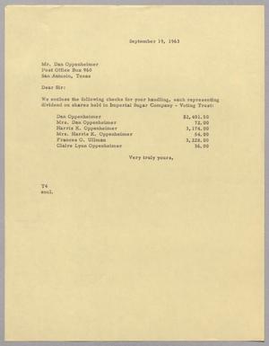 [Letter from T. E. Taylor to Dan Oppenheimer, September 19, 1963]