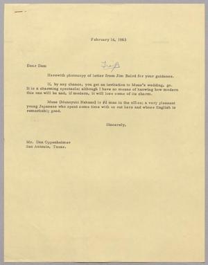 [Letter from Harris Leon Kempner to Dan Oppenheimer, February 14, 1963]